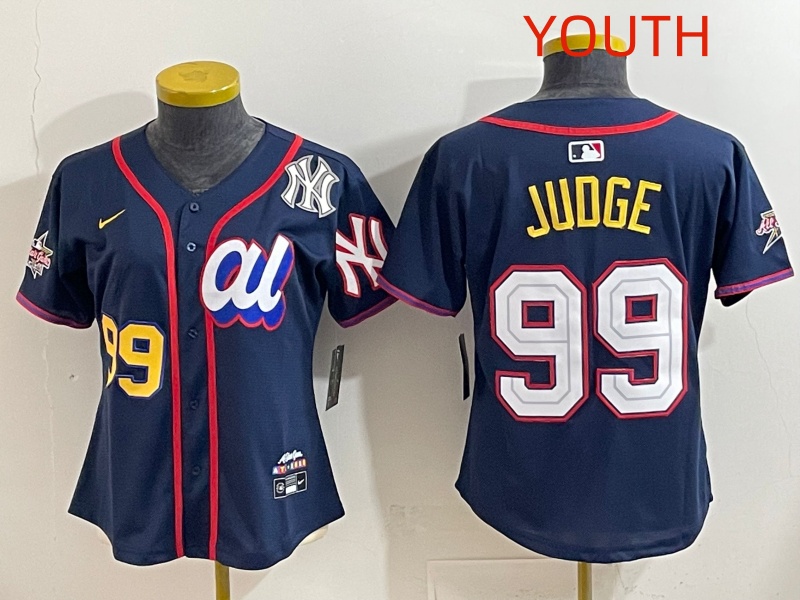 Youth 2025 New York Yankees #99 Judge dark Blue All star Nike MLB Jersey style 0022->youth mlb jersey->Youth Jersey